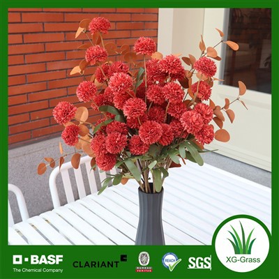 Dirbtinis Crimson Chrysanthemum rutulinis gėlių stiebo rinkinys
